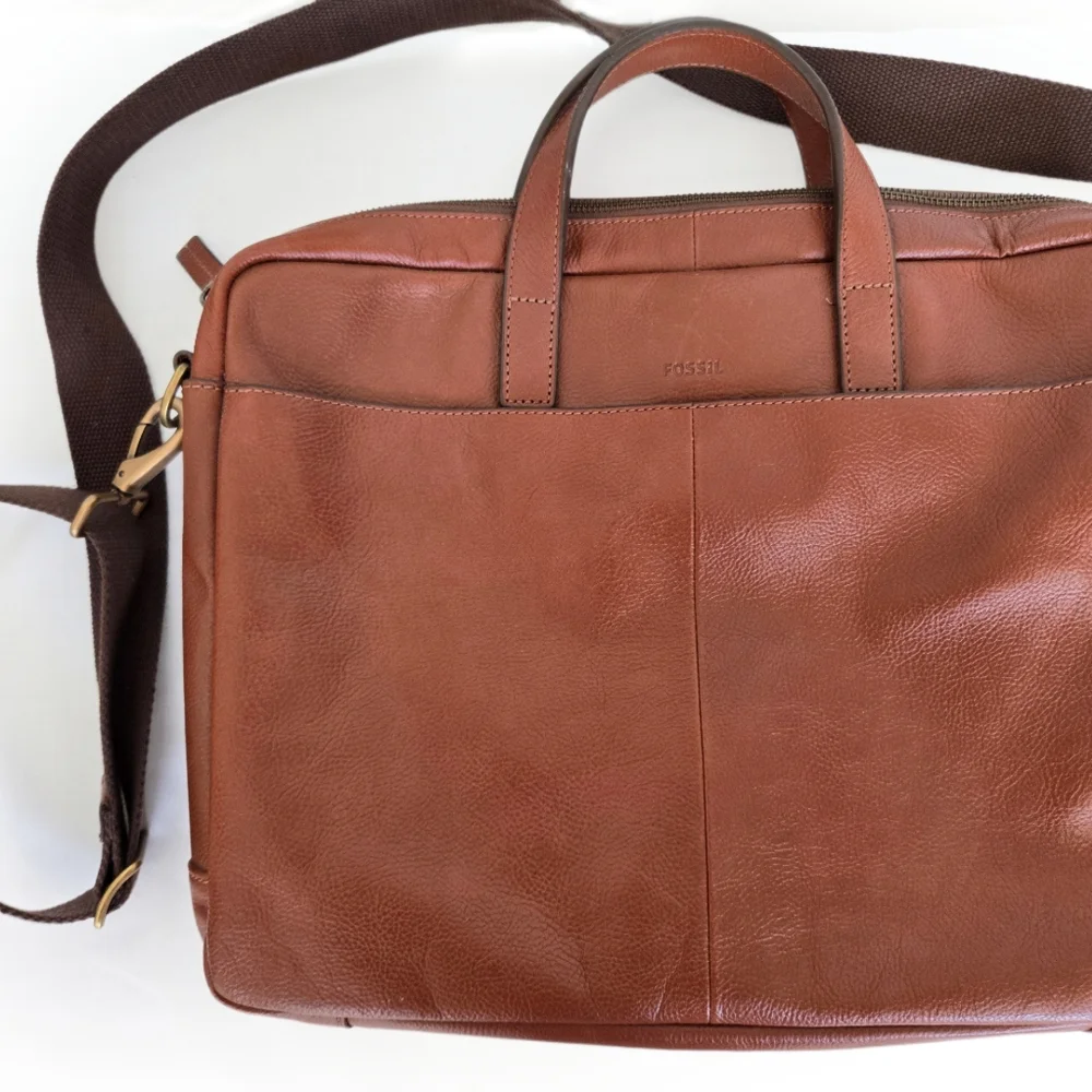 FOSSIL Leather Chesnut Brown Briefcase